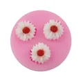 Pink circular silicone mold for small daisy flowers fondant and DIY baking tool decoration - Daisy Triple Mold (50-52) / 3.5cm x 1cm / Pink