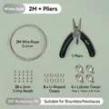 White gold finish DIY jewelry kit including 0.4mm wire, pliers and lobster clasps - 2 Sets With Needle Nose Pliers / White Gold Material Kit Set / White Gold