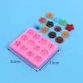 Detail view of pink floral silicone mold with dimensions 8.6cm x 7.2cm and finished samples - Flower Combination (50-3086-A)