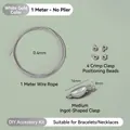 Kit bijoux DIY avec fil d'acier 1m, perles à écraser et fermoir de couleur argent - Kit Fermoir Yuanbao Platine Moyen (Sans Pince)