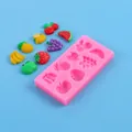 Pink fruit-themed silicone mold for DIY cake decoration with strawberry and grape shapes. - Tropical Fruit Style (50-2787-A) / 50-2787-A (11x5.8cm)