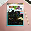 Children's colorful scratch art drawing notebook with 10 sheets and wooden stylus - 10 Sheets Set / Blue