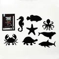 DIY ocean animal scratch art paper set for kids with 8 shapes and stylus - Marine Style / 8 Sheets Set