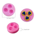 Pink round silicone flower mold for fondant and baking diy with 4.5cm diameter dimensions - Floral Triple Mold (50-94) / 4.5cm x 1.2cm / Pink