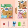 DIY cartoon diamond painting kit for kids with bear and rabbit designs and tool set - Overall Bear