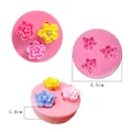 Mini pink flower silicone fondant mold with 4.5cm diameter for DIY cake baking and decor - Floral Triple Mold (50-34) / 4.5cm x 1.4cm / Pink