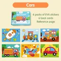 Kids 3D EVA foam sticker DIY craft kit with 6 cartoon vehicle patterns and gift box - 6 Sheets/Pack / Car Squad