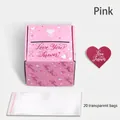 Pink creative money pulling gift box including 20 transparent bags and a heart card - Love Theme / 20 Transparent Bags / Pink