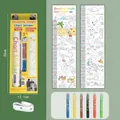 Marine theme DIY height chart sticker set with 6 crayons for kids room wall decor. - Beach Ocean