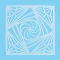 Vue détaillée du pochoir creux géométrique blanc pour la pâtisserie et la peinture - Style Géométrique Rayonnant en Spirale (81042) / 13x13cm
