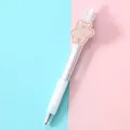 Cute retractable gel pen with transparent barrel and brown bear acrylic patch - Cartoon Bear / 0.5mm
