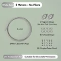Kit de creación de joyas DIY incluye cable de acero de 0,4 mm y cierres magnéticos - Kit sin Alicates / 2 Sets / Oro blanco