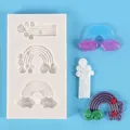 Stampo in silicone arcobaleno per resina fai-da-te, torte fondenti e decorazioni in argilla. - Stile Arcobaleno a Tre Forme (50-2435)