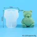 Vue détaillée du moule en silicone ours cœur DIY avec dimensions et poids - Ours Cœur Assis (60-1230)