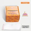 Orange birthday money surprise box with 20 transparent cash bags and a cake topper - Birthday Theme / 20 Transparent Bags / Orange