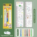 DIY doodling height chart sticker for kids room with six crayons and tape measure set - Castle Princess