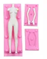 Detailliertes rosa Silikon-Körperform-Set für DIY-Fondant und Tonfiguren-Basteln - Rosa Weibliches Modell (zh376-A)