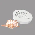 Detailed close-up of a conch-shaped silicone mold with a realistic seashell decoration sample. - Detailed Conch Style (50-857-B) / Gray
