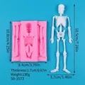 Detailed size guide for Halloween skeleton silicone mold for DIY chocolate and cake - Large Sectional Skeleton Style (50-3573-A)