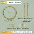Kit de création de bijoux DIY plaqué or 14k avec fil d'acier et fermoirs pour colliers - 2 Ensembles Tube Or 14k + Boucle U + Chaîne (Sans Pince)