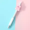 Minimalist transparent gel pen featuring a cute pink cartoon bear patch for school - Pink Bear / 0.5mm