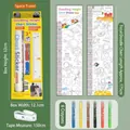 Set adesivi metro crescita bambini tema spazio con 6 pastelli e metro a nastro - Viaggio nello spazio