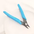 Detailed view of sky blue jewelry diagonal cutters for DIY beadwork and wire wrapping - 5 Inch Flat Blade Cutters (Sky Blue) / 1 Piece