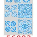 Vintage blue floral tile pattern stencil for DIY painting, scrapbooking and home decor - Blue Geometric Tile Style (E6002)
