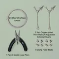 Kit de fabrication de bijoux DIY argent avec fil, pince, chaînes et perles - 2 Ensembles Fermoir Platine + Chaîne Réglable (Avec 1 Pince)
