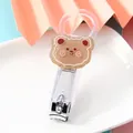 Cute cartoon bear decorative transparent nail clipper with portable pink loop handle - Bear Head Style