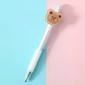 Cute transparent retractable gel pen featuring a creative brown bear cookie patch design - Brown Bear / 0.5mm