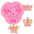 Mini pink silicone crown mold set for DIY fondant cake and chocolate dessert decoration - Crown Style (50-1794) / Pink