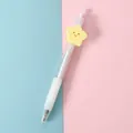 Cute retractable gel pen with yellow star patch and transparent barrel for students - Yellow Flower / 0.5mm