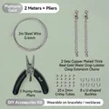 Kit d'accessoires bijoux DIY avec pince, fil d'acier 0,4 mm et fermoirs mousquetons argentés - 2 Ensembles Tube Platine + Boucle U + Chaîne (Avec 1 Pince)