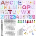 Complete DIY epoxy resin kit with alphabet molds, hand drill, and keychain accessories - PA014