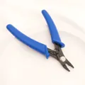 Detailed view of mini jewelry pliers featuring ergonomic blue handles for DIY beading - Multi-functional Jewelry Pliers (Blue) / 1 Piece (120mm Length)