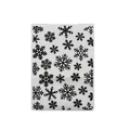 Detail showing various snowflake patterns on a semi-transparent plastic drawing stencil - Snowflake Crystal (56046)