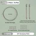 Kit de fabrication bijoux or blanc avec fil d'acier 0,4 mm, fermoirs et perles à écraser - 2 Ensembles Tube Platine + Boucle U + Chaîne (Sans Pince)