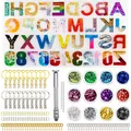 Complete DIY resin casting kit with alphabet mold, glitters, and keychain accessories. - 236 Pieces (PA015)