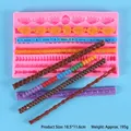 Pink silicone mold with rope and bead patterns for DIY fondant cake borders and chocolate - Relief Border Mold (50-2096-A) / 18.5x11.6cm / Pink