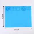 Large blue silicone craft mat with paint wells and brush holder, 50.3x40.2cm size - Sky Blue (J2758-A) / 50.3cm x 40.2cm / Blue
