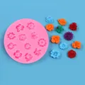 Pink circular silicone mold featuring various flower patterns for cake and chocolate DIY - Floral Style (50-1728-A) / 50-1728 Pink / Pink