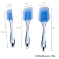 Blaues Silikon-Teigschaber-Set 3-teilig mit Maßen von 23,5 cm bis 25 cm und Gewichtsangabe - Transparent Blau (52028) / 3er-Set
