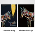 Kreatives DIY buntes Zebra-Kratzkunst-Set mit Umschlag und farbigem Innenblatt für Kinder - Zebra / 40,5 x 28,5 cm