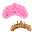 Pink silicone crown mold for DIY fondant cake, chocolate baking and pastry decorating - Mini Crown (50-1026) / Pink