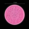 Circular pink lace floral silicone mold for DIY fondant and cake decorating, 7.3cm - Round Floral Lace Style (50-1289) / Diameter 7.3cm / Pink