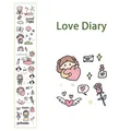 Kawaii cartoon DIY waterproof PVC sticker set for journals, Love Diary theme variant - 01 Romantic Diary / 6x35cm