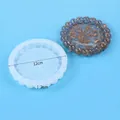 Macro view of 12cm circular silicone resin mold and gold foil decorative coaster tray - Round Pearl Edge Shape (60-1294)