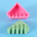 Geometric trapezoidal silicone mold with wavy patterns for DIY handmade candles and soaps - Tiered Wave Style (50-2486) / Pink