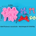 Dimensiones detalladas del molde silicona lazo para chocolate y decoración tartas - Estilo Lazo Grande Multi-Agujero (50-3546-A) / Rosa